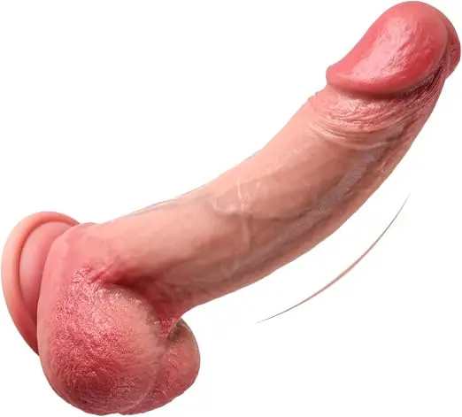 Realistic flesh tone dildo with lifelike anatomical details