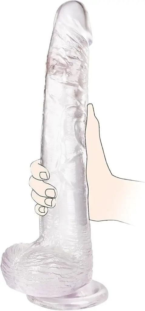 Realistic large transparent TPE dildo