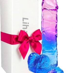 Realistic silicone G-spot dildo with curved design and blue-purple gradient