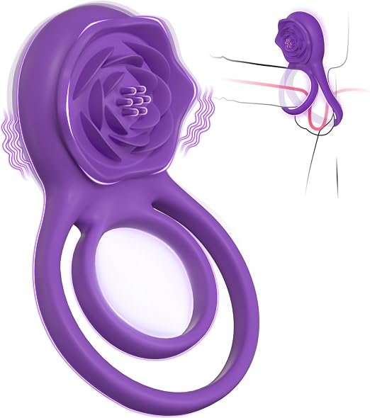 Rose vibrating penis ring with linked dual-ring design