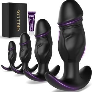 Silicone anal plug with a smooth tapered tip and ergonomic T-bar base