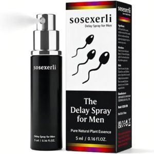 Close-up of the Sosexerli 5ml delay spray bottle