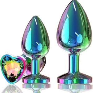 Stainless steel anal plug with decorative jeweled detail