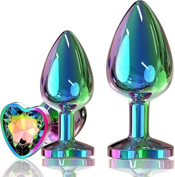 Stainless steel anal plug with decorative jeweled detail