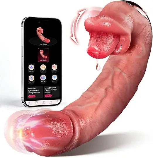 Tongue Thrusting Dildo Vibrator with soft silicone design