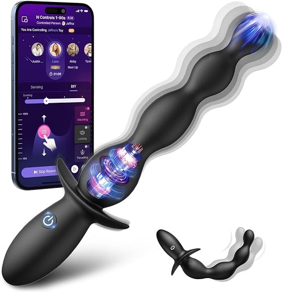 Vibrating Anal Beads featuring four gradually increasing beads and a flexible silicone shaft