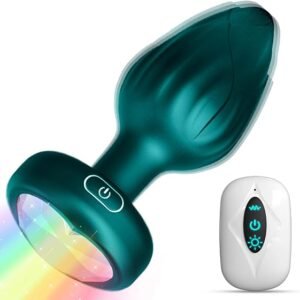 Vibrating anal plug with a seven-color light-up base