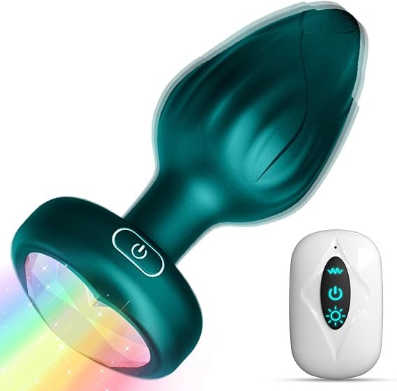 Vibrating anal plug with a seven-color light-up base