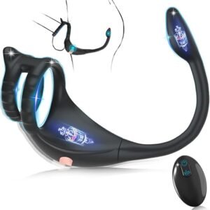 Vibrating cock ring and butt plug combo with dual motors