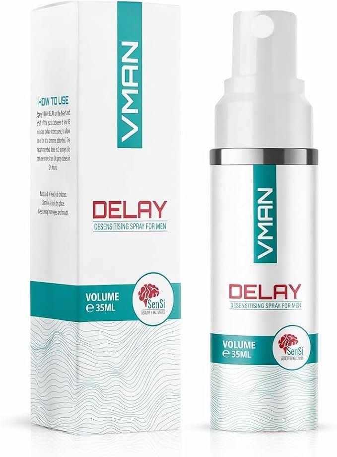 VMAN Delay Spray for Men in a compact pump-spray bottle