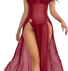 Women's Sexy Sheer Dress Set with matching thong