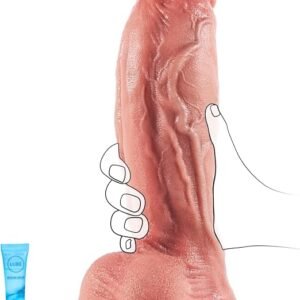 XXL thick realistic silicone dildo with curved shape and lifelike texture